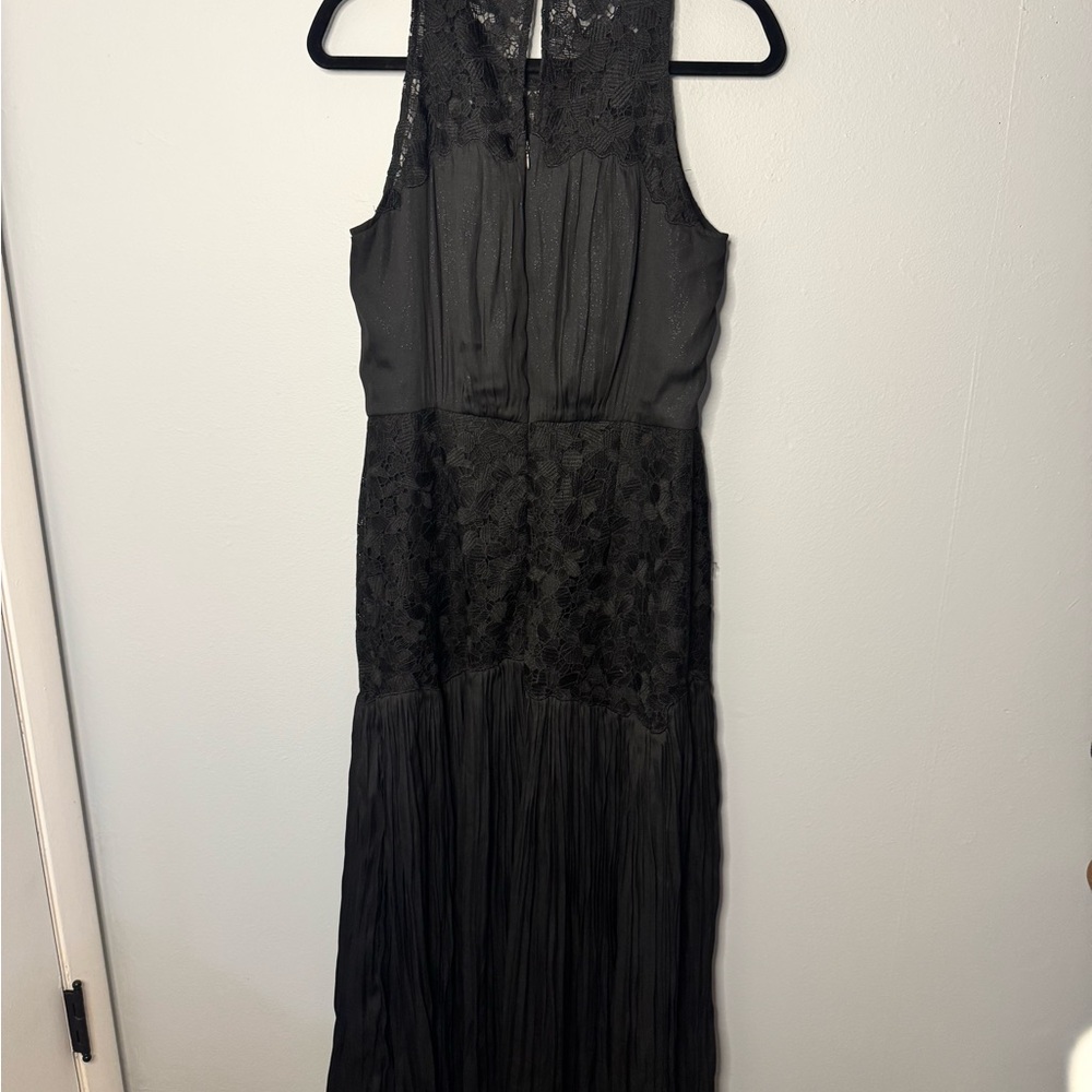 Halston Black Lace & Pleated Dress - Picture 3 of 5